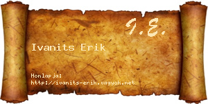 Ivanits Erik névjegykártya